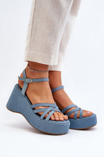  Sandale cu talpă tip pană model 194687 Step in style 